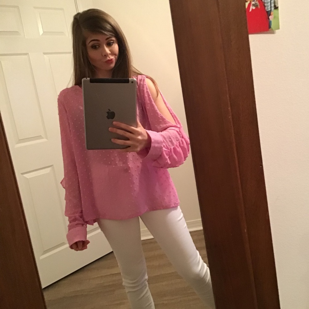 Pink dotted blouse